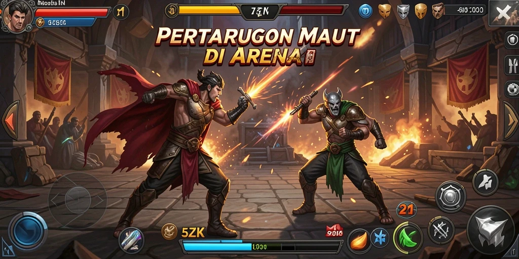 Screenshot gameplay 5ZK menampilkan aksi pertarungan yang mendebarkan.