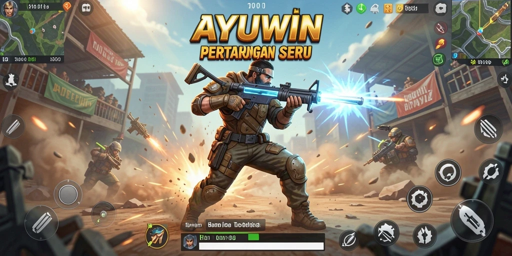 Tangkapan layar gameplay AYUWIN yang penuh aksi Battle Royale.
