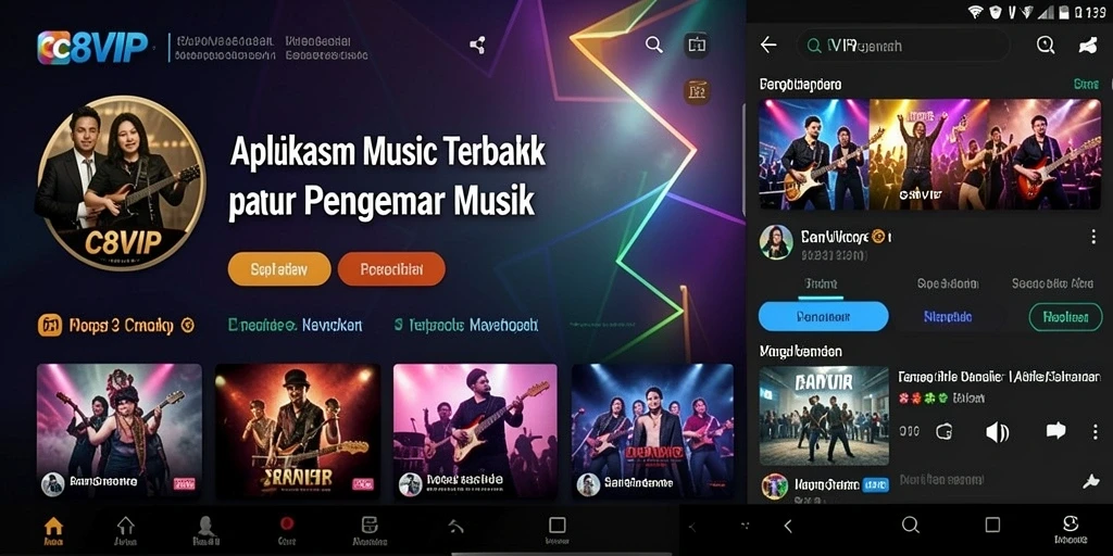 Tampilan gameplay C8VIP yang interaktif dengan fitur lirik yang menarik.