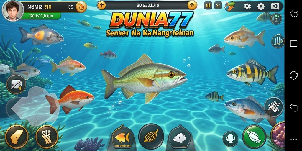 Tangkapan layar DUNIA77 menampilkan gameplay Tembak Ikan yang seru.