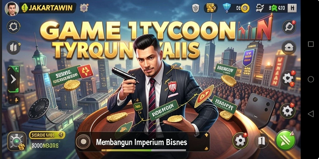 Screenshot gameplay JAKARTAWIN yang menunjukkan membangun bisnis Tycoon.