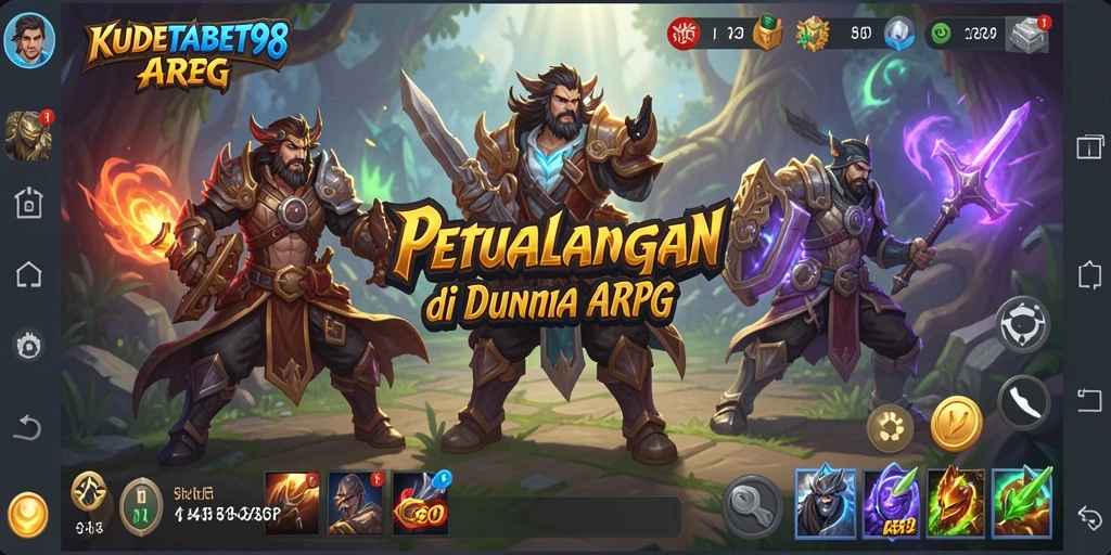 Screenshot gameplay KUDETABET98 menampilkan pertempuran seru di dunia fantasi.