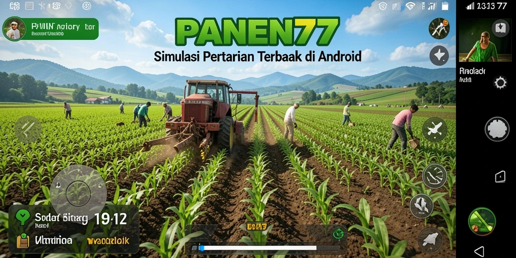 Tampilan gameplay menarik dalam PANEN77 dengan ladang yang subur.