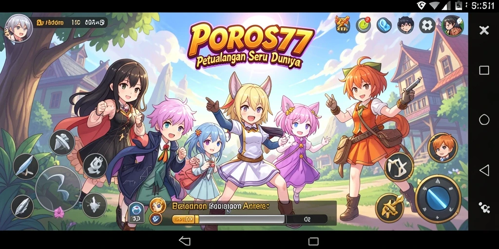 Tampilan menarik dari gameplay POROS77 dengan karakter anime yang dinamis.