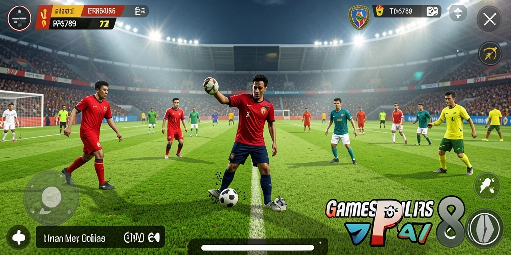 Screenshot gameplay RP6789 menampilkan pemain beraksi di lapangan hijau.