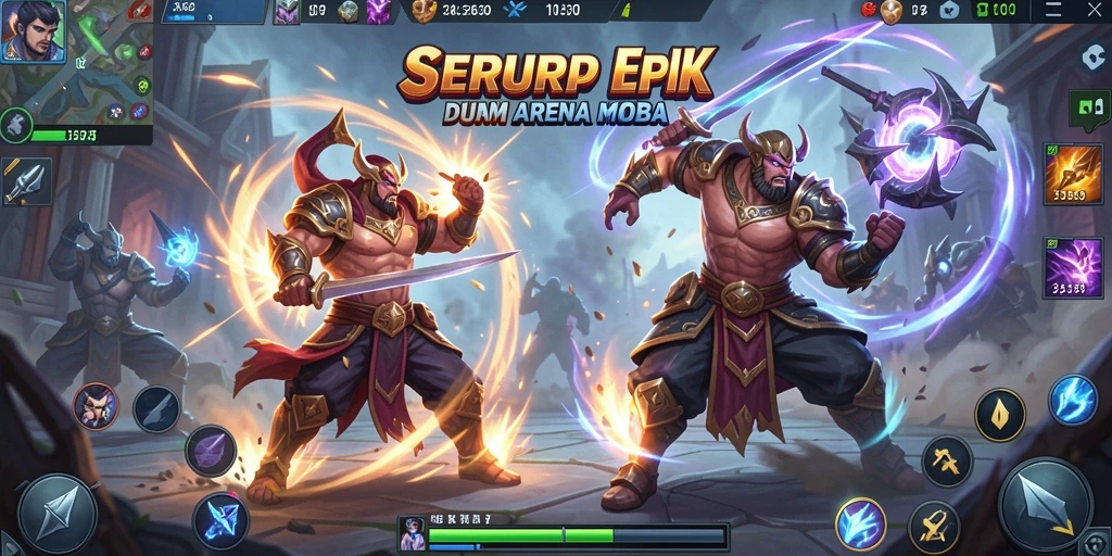 Tampilan gameplay SERURP yang mendebarkan dalam pertarungan MOBA.